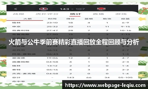 火箭与公牛季前赛精彩直播回放全程回顾与分析